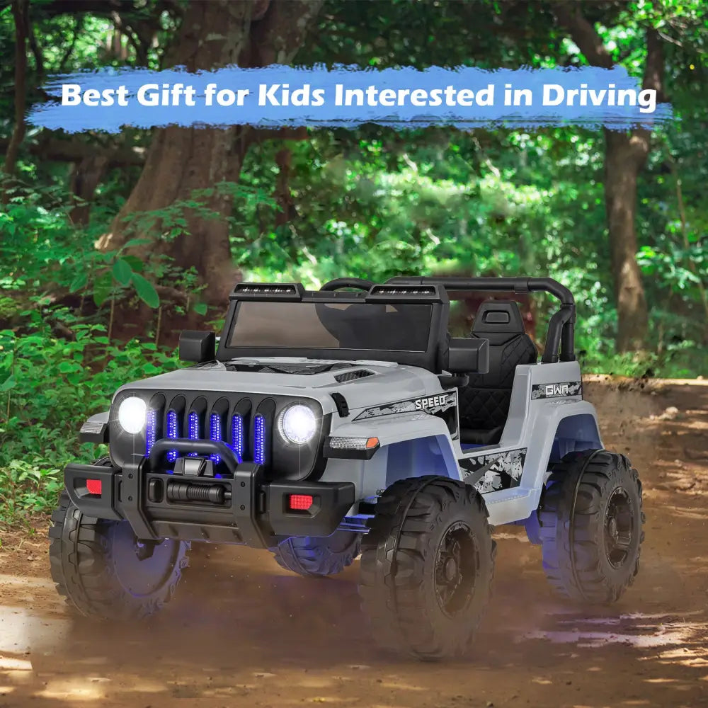 12V Kids Ride-on Jeep Car with 2.4 G Remote Control-Gray - Gray - Powered Ride On Toys