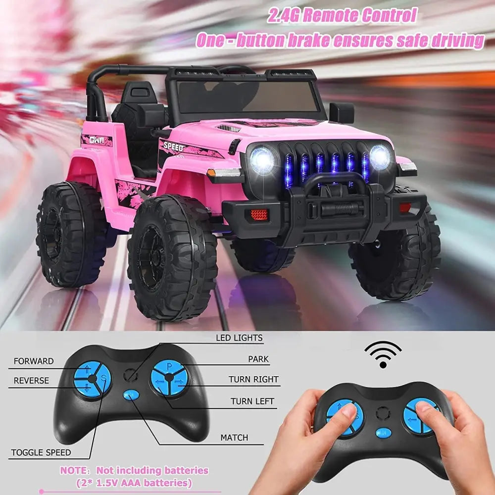 12V Kids Ride - on Jeep Car with 2.4 G Remote Control - Pink - Oasis Home Essentials