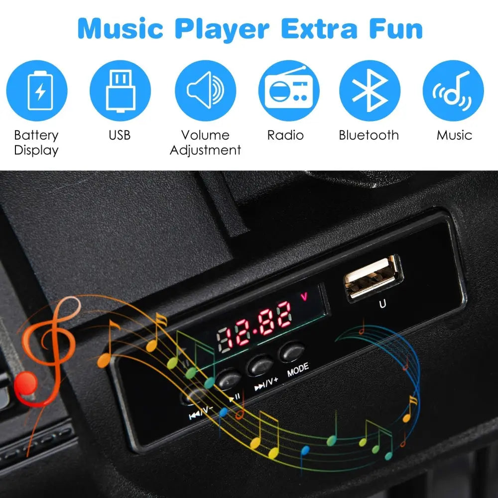 12V Kids Ride - on Jeep Car with 2.4 G Remote Control - Solid Black - Oasis Home Essentials