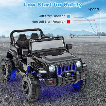 12V Kids Ride - on Jeep Car with 2.4 G Remote Control - Solid Black - Oasis Home Essentials