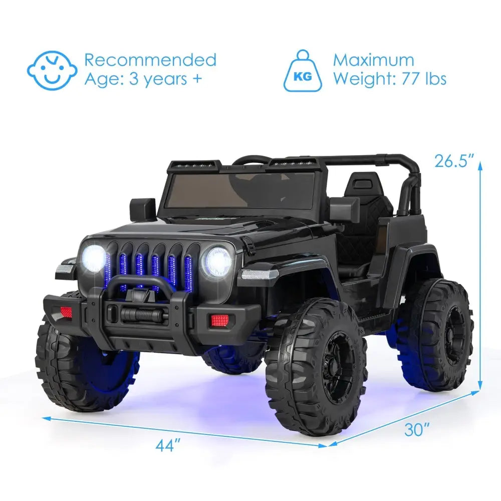 12V Kids Ride - on Jeep Car with 2.4 G Remote Control - Solid Black - Oasis Home Essentials