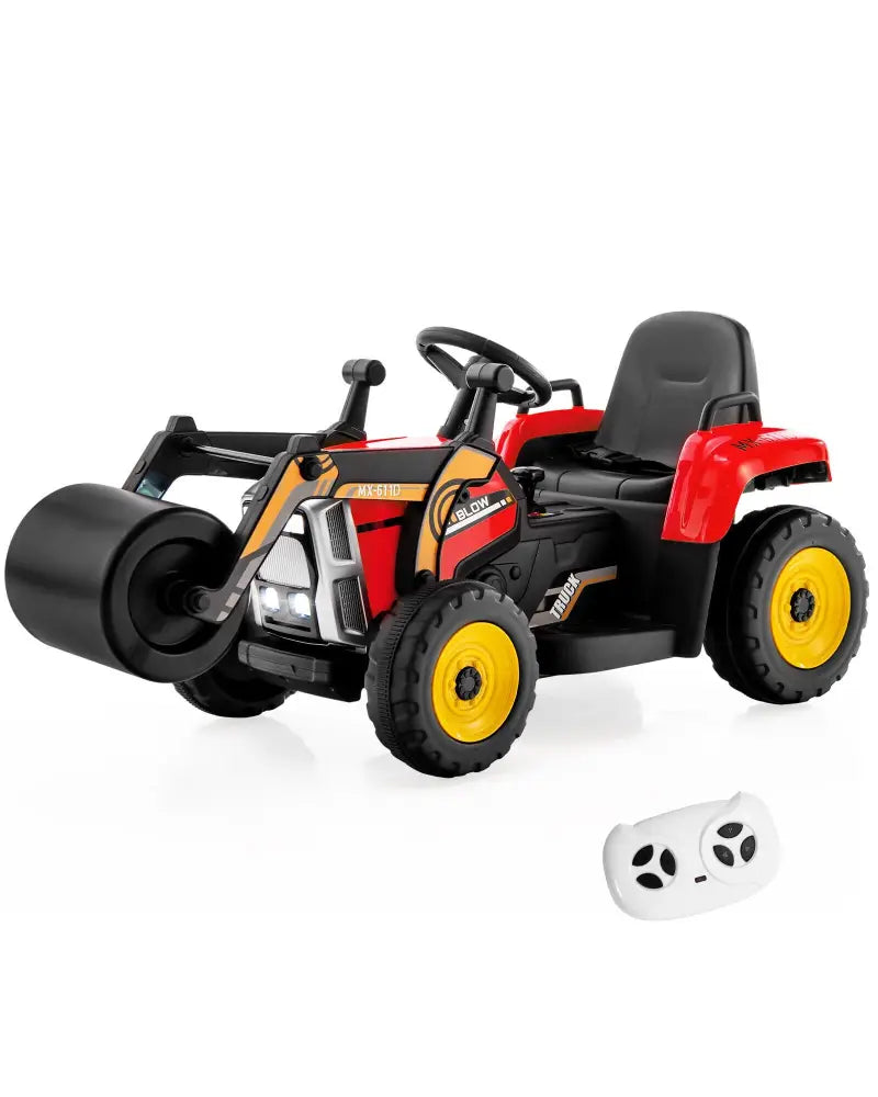 12V Kids Ride on Road Roller with 2.4G Remote Control-Red - Red - Powered Ride On Toys