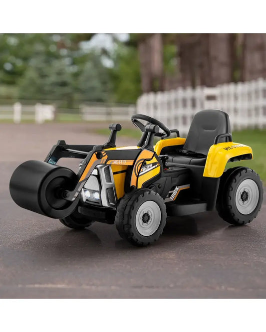 12V Kids Ride on Road Roller with 2.4G Remote Control-Yellow - Yellow - Powered Ride On Toys