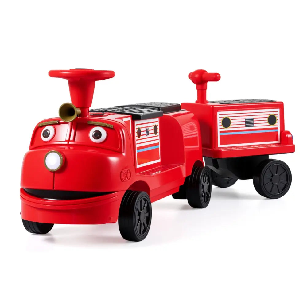 12V Kids Ride on Train 3-Seater with Detachable Carriage Licensed Chuggington-Red - Red - Powered Ride On Toys