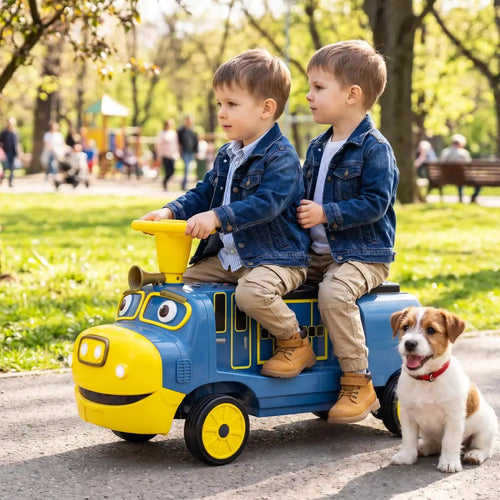 12V Kids Ride on Train 3-Seater with Detachable Carriage Licensed Chuggington-Blue - Blue - Powered Ride On Toys