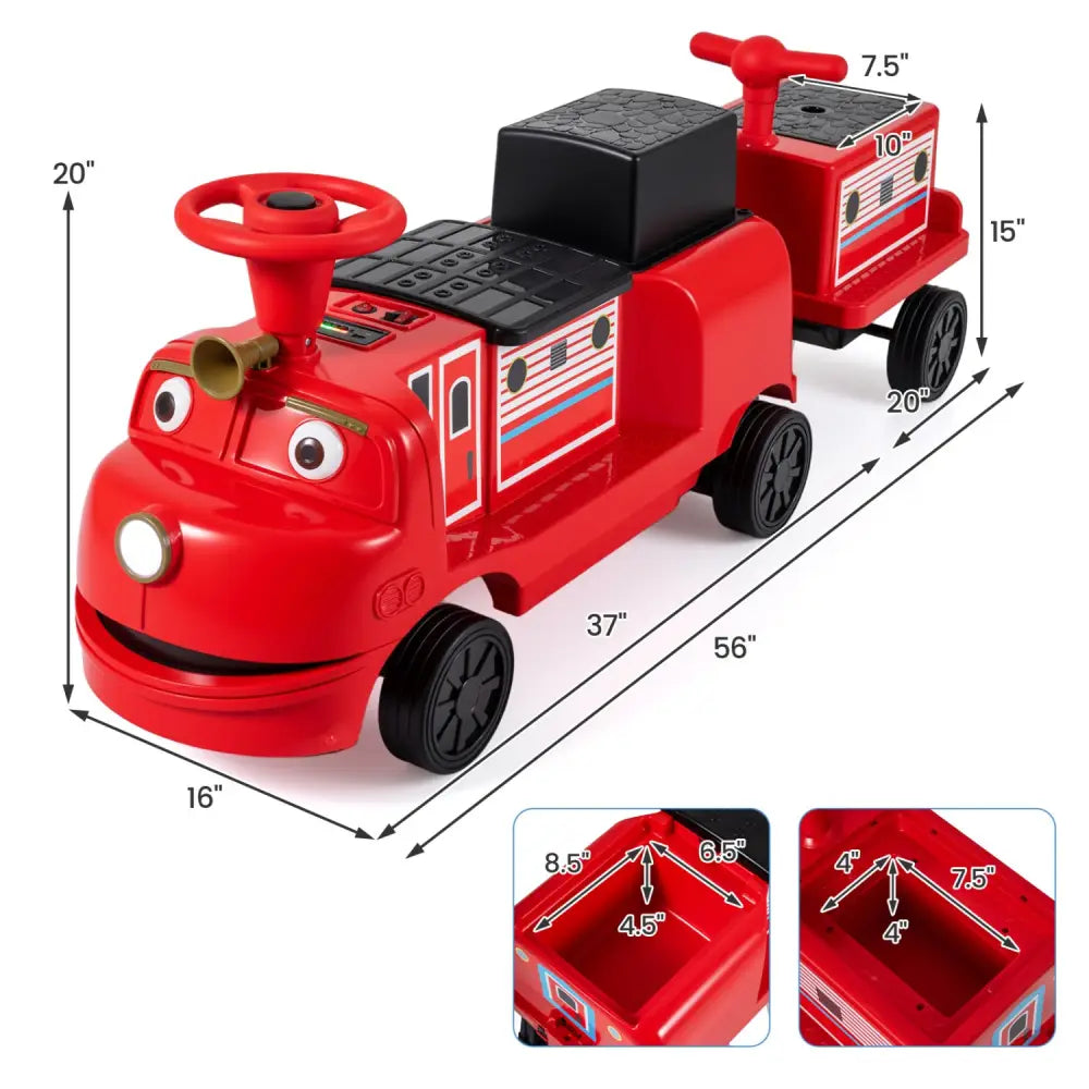 12V Kids Ride on Train 3-Seater with Detachable Carriage Licensed Chuggington-Red - Red - Powered Ride On Toys