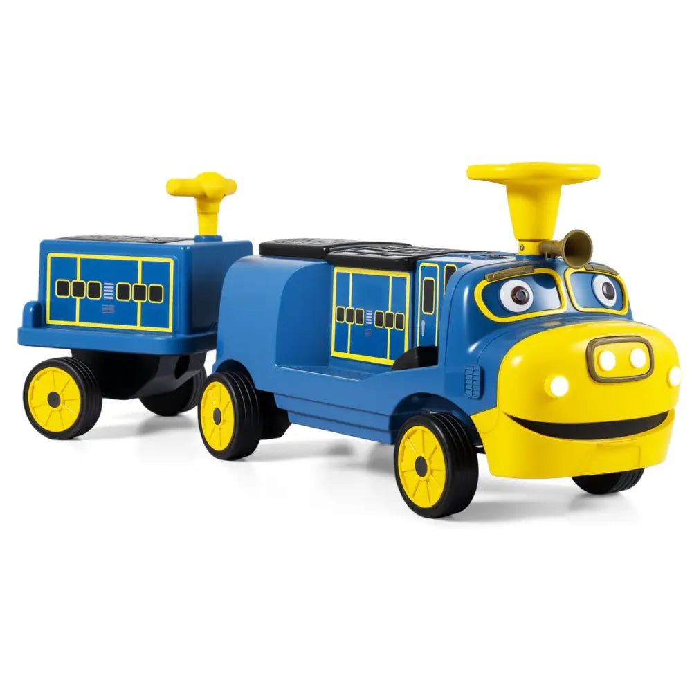12V Kids Ride on Train 3-Seater with Detachable Carriage Licensed Chuggington-Blue - Blue - Powered Ride On Toys