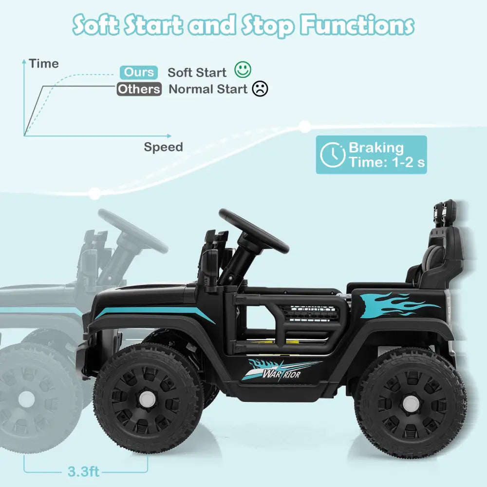 12V Kids Ride on Truck Car Battery Powered Electric Vehicle-Black - Black - Powered Ride On Toys