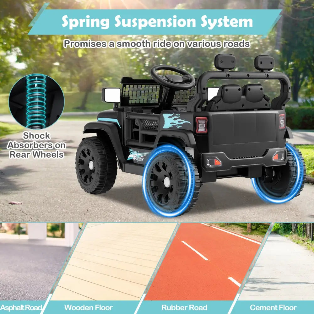 12V Kids Ride on Truck Car Battery Powered Electric Vehicle-Black - Black - Powered Ride On Toys