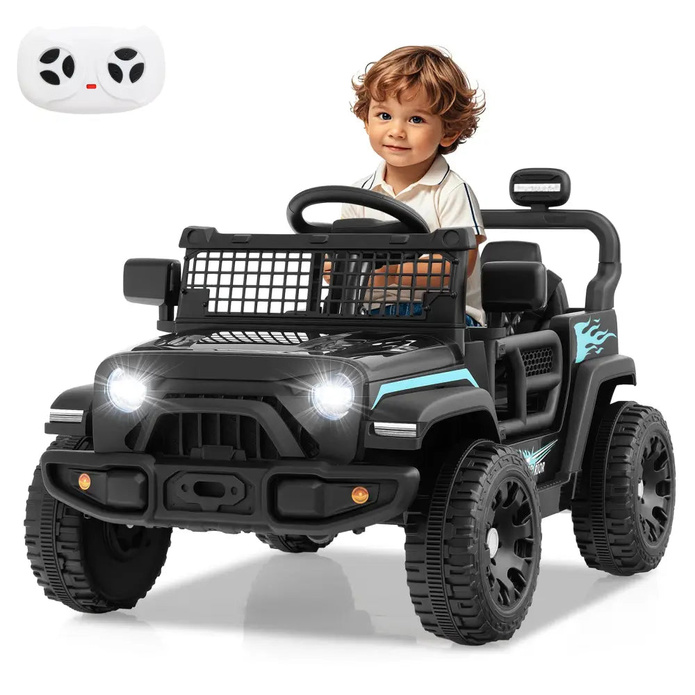 12V Kids Ride on Truck Car Battery Powered Electric Vehicle-Black - Black - Powered Ride On Toys