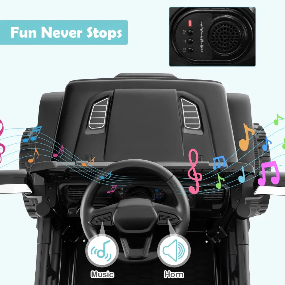 12V Kids Ride on Truck Car Battery Powered Electric Vehicle-Black - Black - Powered Ride On Toys