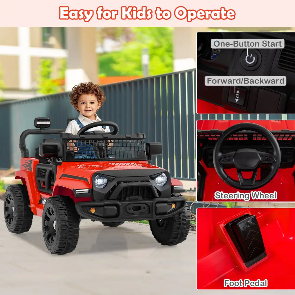 12V Kids Ride on Truck Car Battery Powered Electric Vehicle-Red - Red - Powered Ride On Toys
