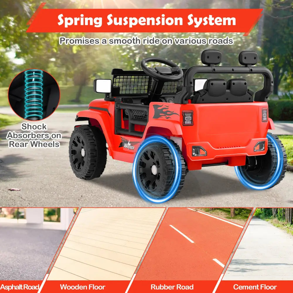12V Kids Ride on Truck Car Battery Powered Electric Vehicle-Red - Red - Powered Ride On Toys
