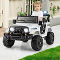 12V Kids Ride on Truck Car with Remote Control Threaded Wheels and 3 Speeds-White - White - Powered Ride On Toys