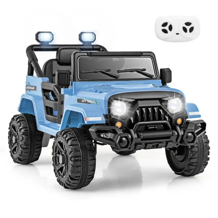 12V Kids Ride on Truck Car with Remote Control Threaded Wheels and 3 Speeds - Navy - Oasis Home Essentials