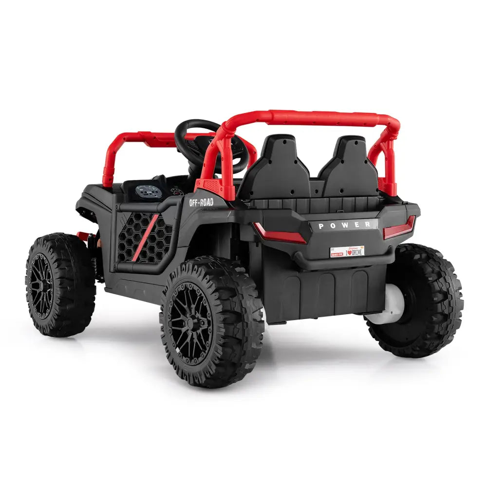 12V Kids Ride on Truck Off-Road UTV with Parental Remote and Lights-Black - Black - Powered Ride On Toys