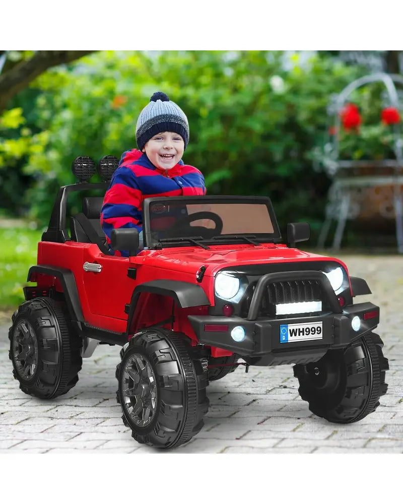 12V Kids Ride On Truck with Remote Control and Double Magnetic Door-Red - Red - Powered Ride On Toys