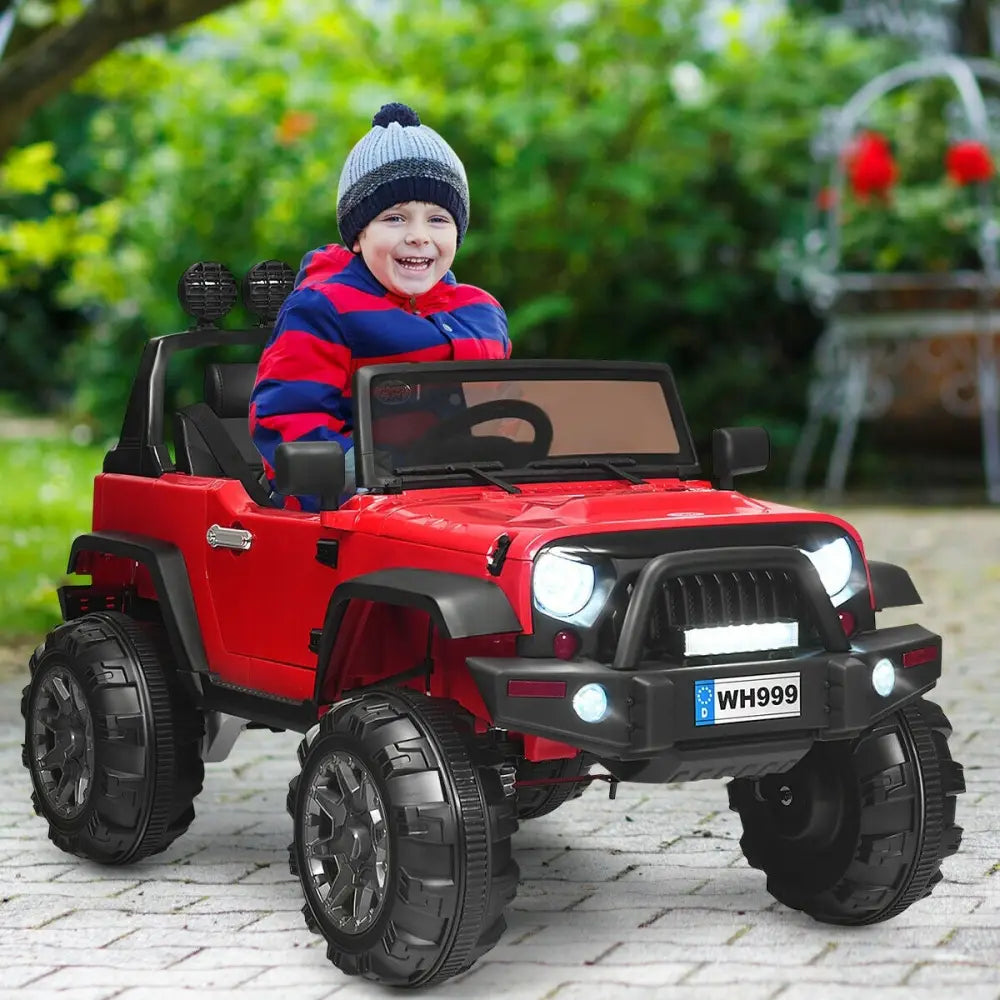 12V Kids Ride On Truck with Remote Control and Double Magnetic Door-Red - Red - Powered Ride On Toys
