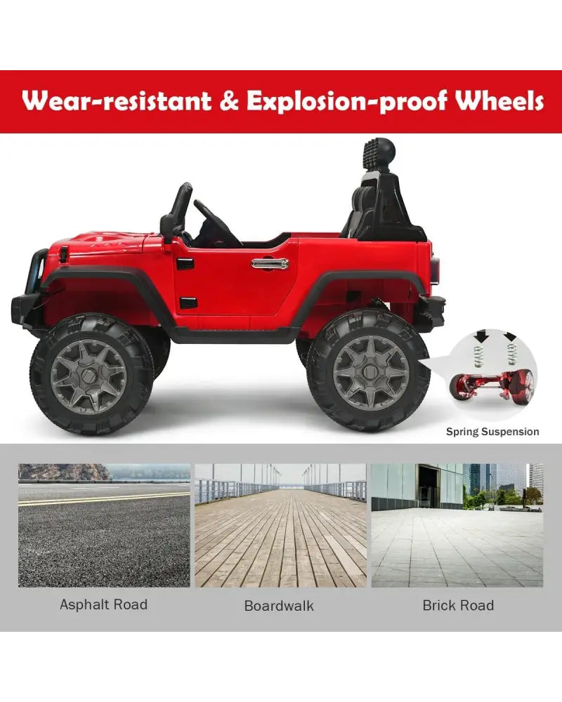 12V Kids Ride On Truck with Remote Control and Double Magnetic Door-Red - Red - Powered Ride On Toys