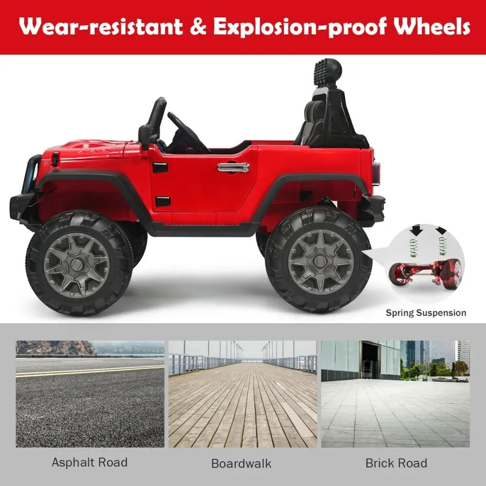 12V Kids Ride On Truck with Remote Control and Double Magnetic Door-Red - Red - Powered Ride On Toys