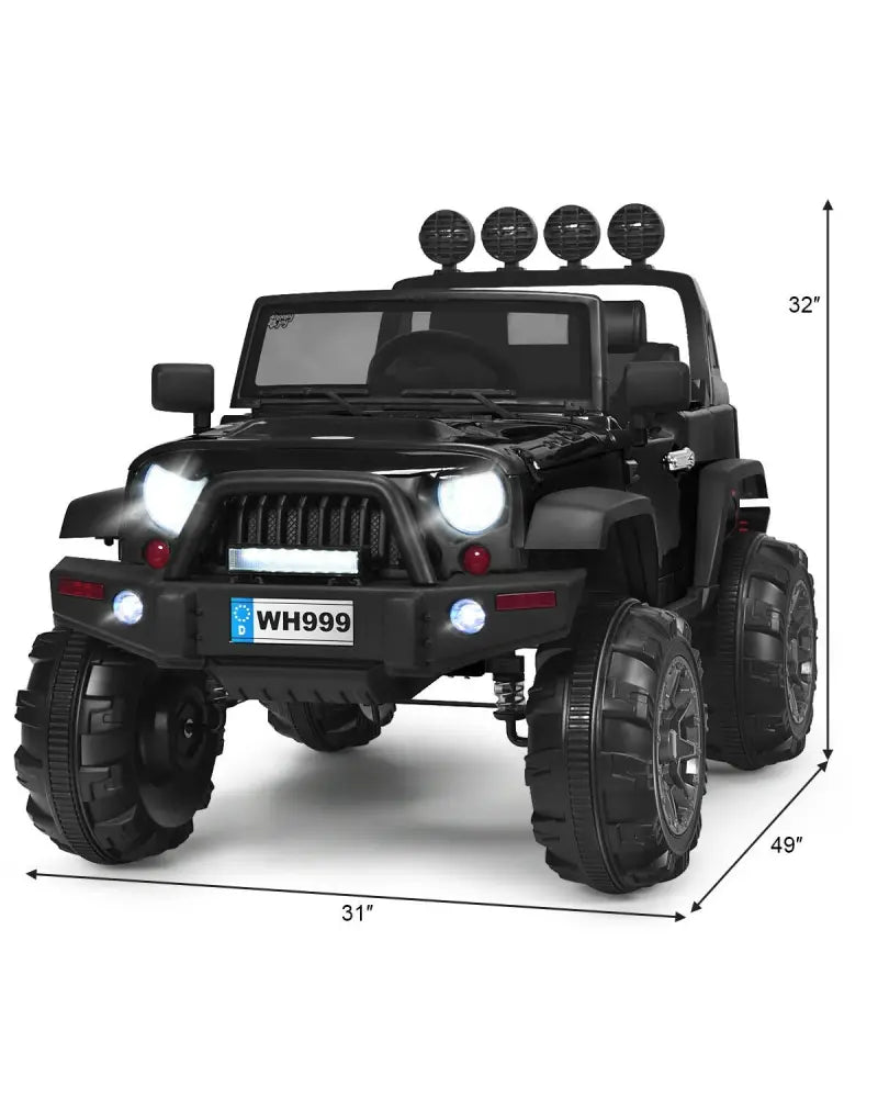 12V Kids Ride On Truck with Remote Control and Double Magnetic Door-Black - Black - Powered Ride On Toys