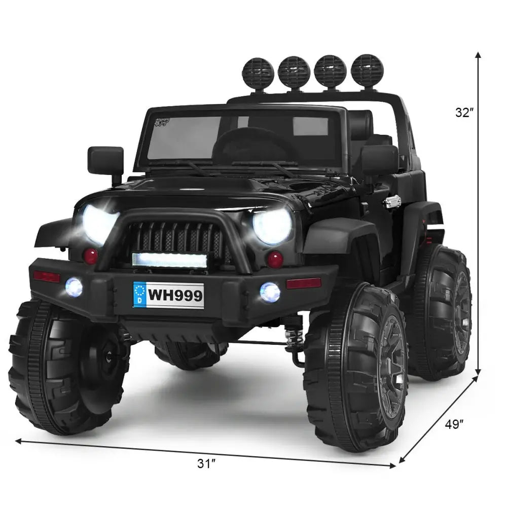 12V Kids Ride On Truck with Remote Control and Double Magnetic Door-Black - Black - Powered Ride On Toys