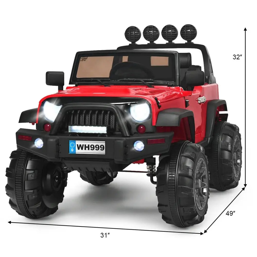 12V Kids Ride On Truck with Remote Control and Double Magnetic Door-Red - Red - Powered Ride On Toys