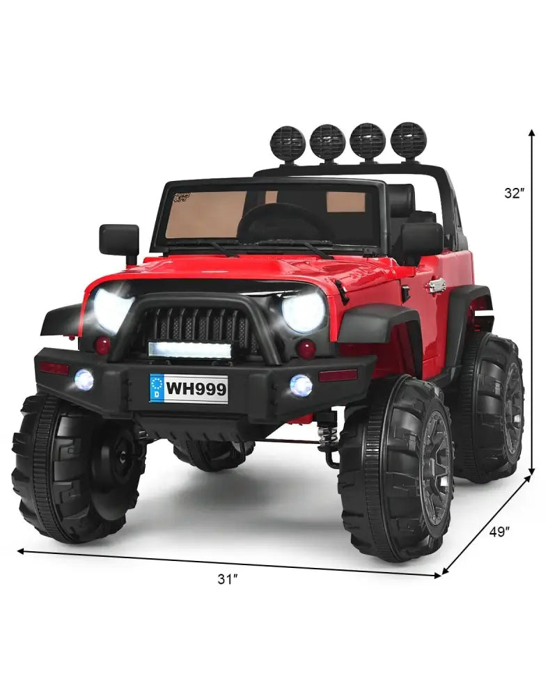 12V Kids Ride On Truck with Remote Control and Double Magnetic Door-Red - Red - Powered Ride On Toys