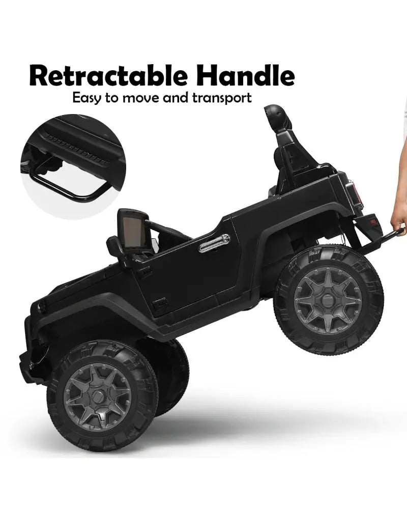 12V Kids Ride On Truck with Remote Control and Double Magnetic Door-Black - Black - Powered Ride On Toys
