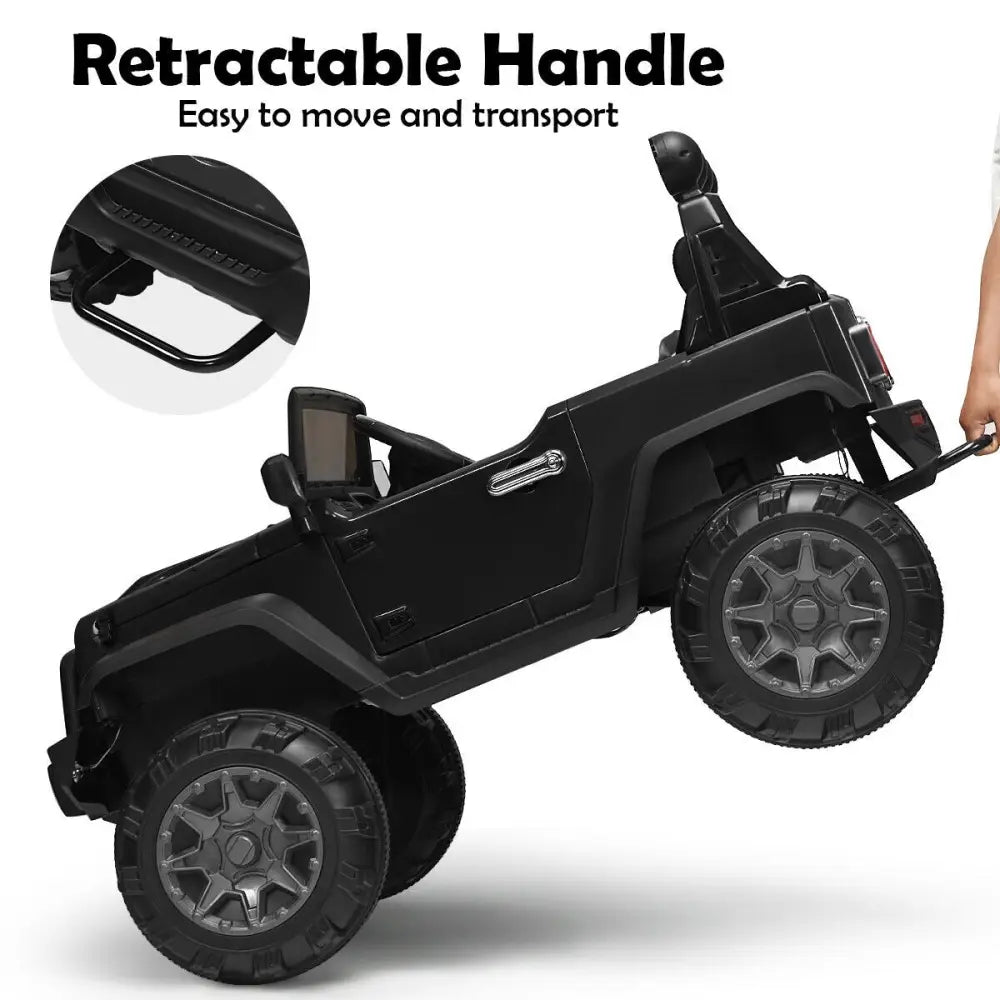 12V Kids Ride On Truck with Remote Control and Double Magnetic Door-Black - Black - Powered Ride On Toys