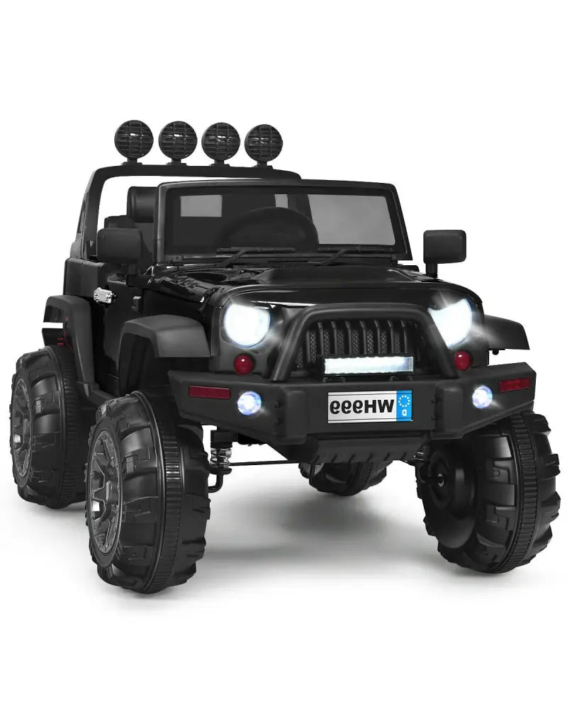12V Kids Ride On Truck with Remote Control and Double Magnetic Door-Black - Black - Powered Ride On Toys