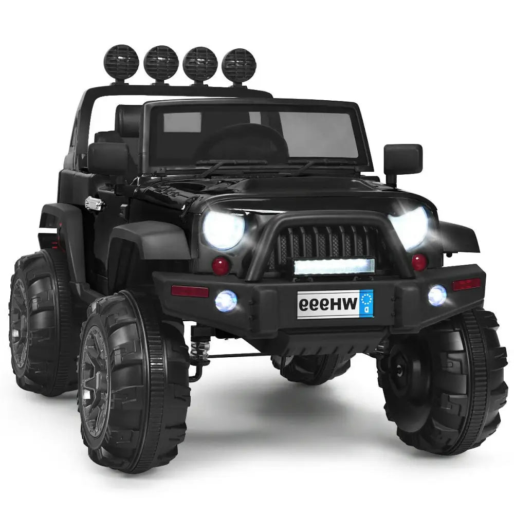 12V Kids Ride On Truck with Remote Control and Double Magnetic Door-Black - Black - Powered Ride On Toys