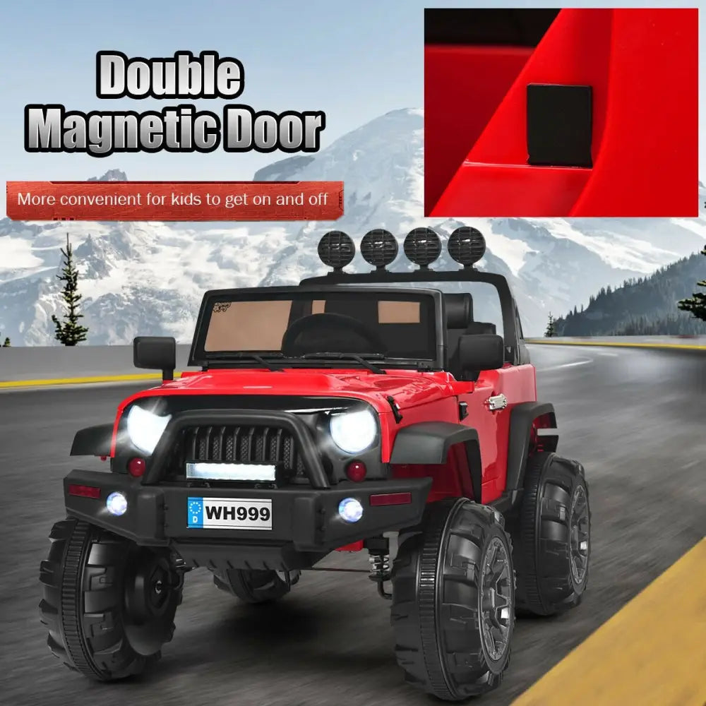 12V Kids Ride On Truck with Remote Control and Double Magnetic Door-Red - Red - Powered Ride On Toys