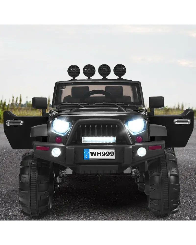 12V Kids Ride On Truck with Remote Control and Double Magnetic Door-Black - Black - Powered Ride On Toys