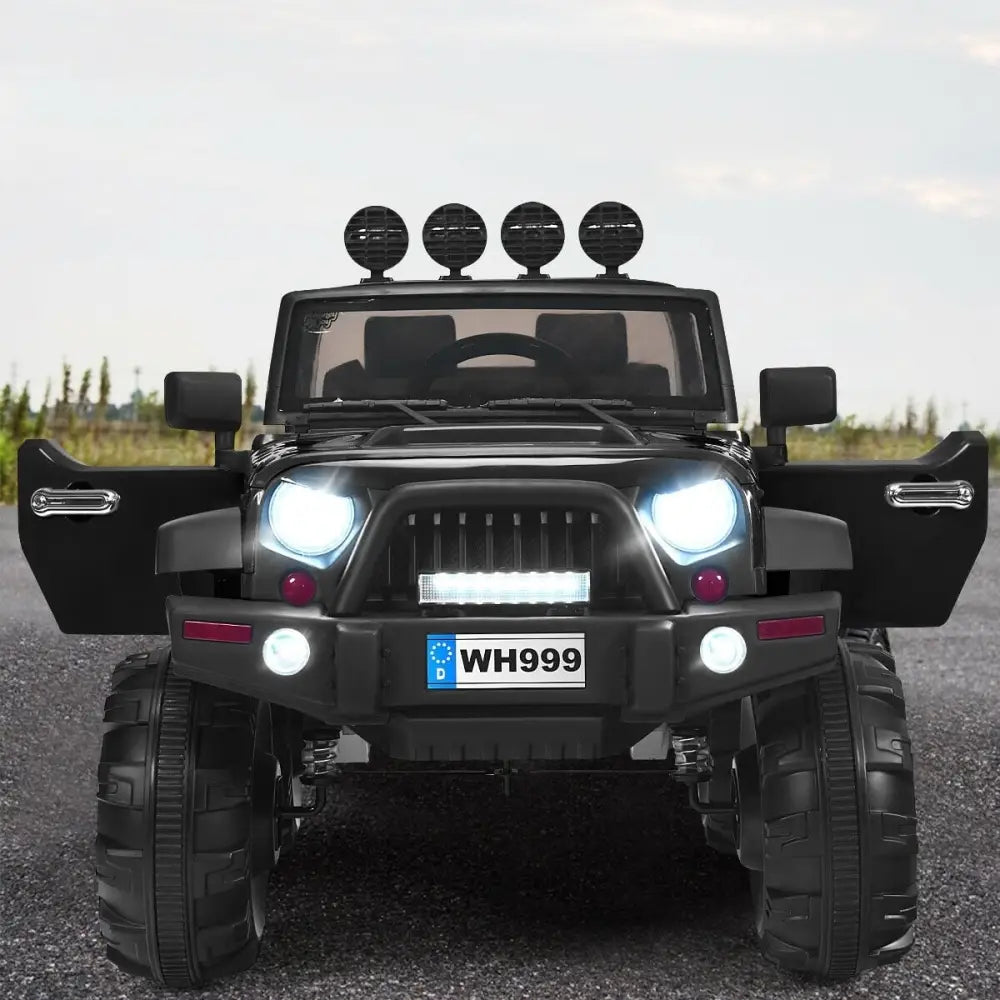 12V Kids Ride On Truck with Remote Control and Double Magnetic Door-Black - Black - Powered Ride On Toys