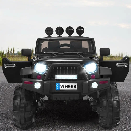 12V Kids Ride On Truck with Remote Control and Double Magnetic Door-Black - Black - Powered Ride On Toys