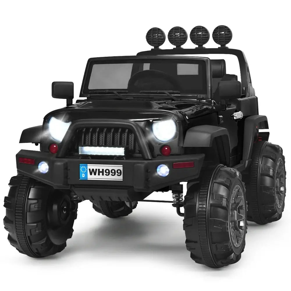12V Kids Ride On Truck with Remote Control and Double Magnetic Door-Black - Black - Powered Ride On Toys