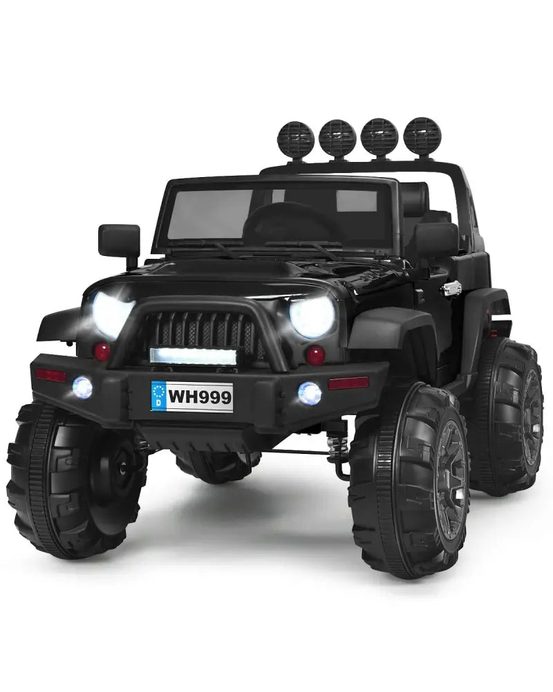 12V Kids Ride On Truck with Remote Control and Double Magnetic Door-Black - Black - Powered Ride On Toys