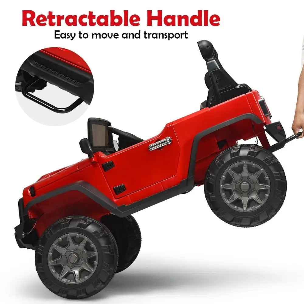 12V Kids Ride On Truck with Remote Control and Double Magnetic Door-Red - Red - Powered Ride On Toys
