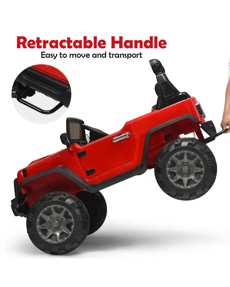 12V Kids Ride On Truck with Remote Control and Double Magnetic Door-Red - Red - Powered Ride On Toys