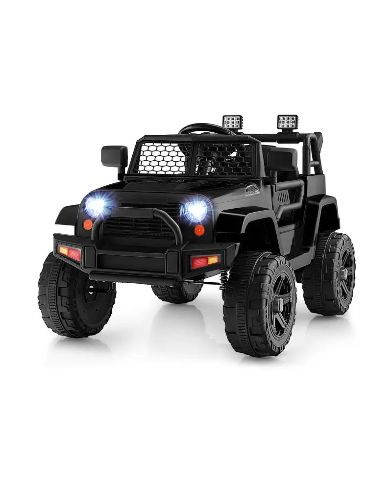 12V Kids Ride On Truck with Remote Control and Headlights-Black - Black - Powered Ride On Toys