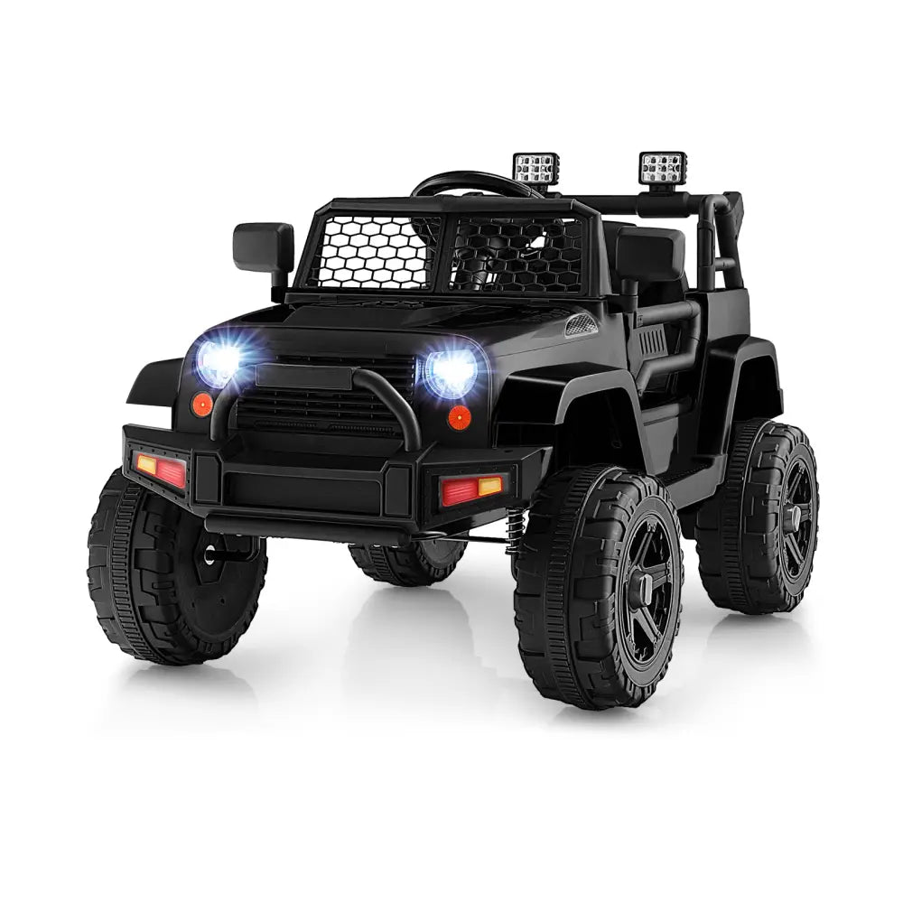 12V Kids Ride On Truck with Remote Control and Headlights-Black - Black - Powered Ride On Toys