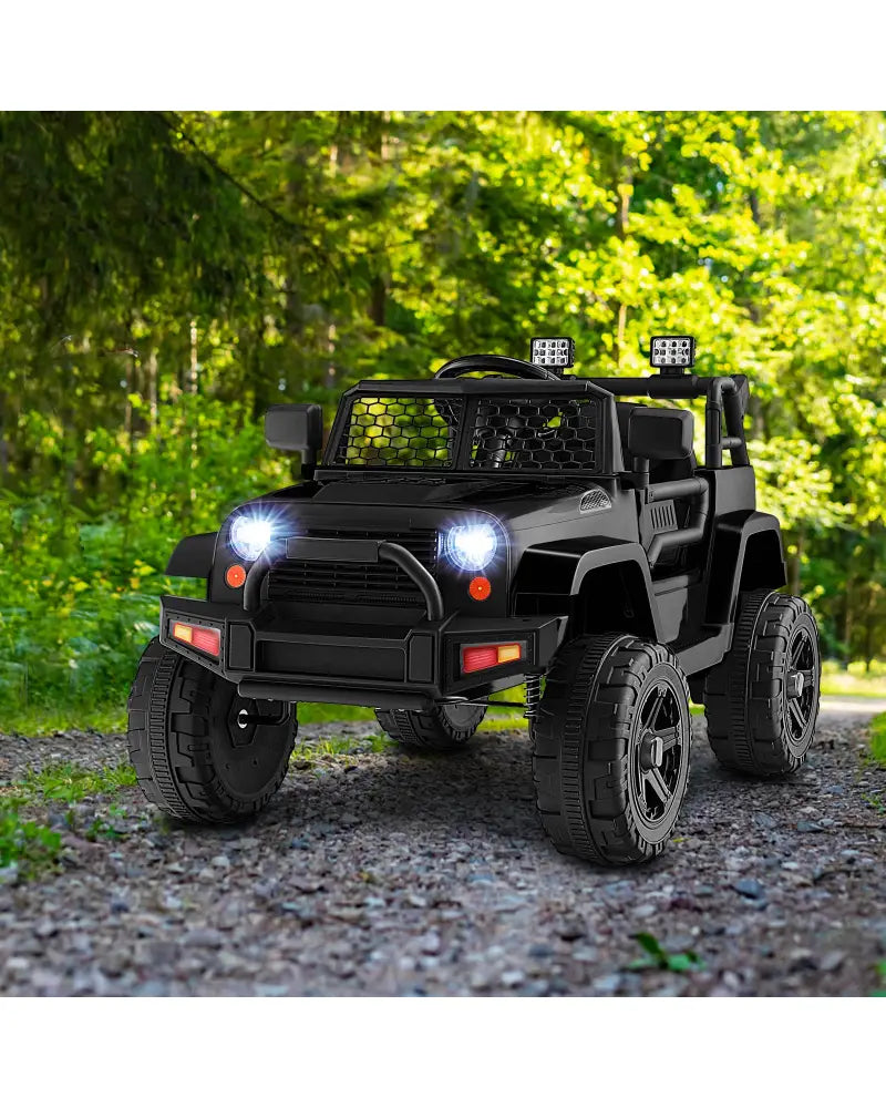 12V Kids Ride On Truck with Remote Control and Headlights-Black - Black - Powered Ride On Toys