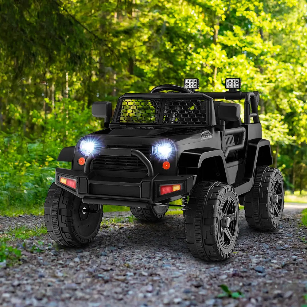12V Kids Ride On Truck with Remote Control and Headlights-Black - Black - Powered Ride On Toys