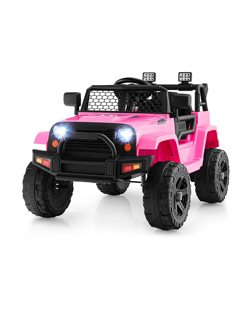 12V Kids Ride On Truck with Remote Control and Headlights-Pink - Pink - Powered Ride On Toys