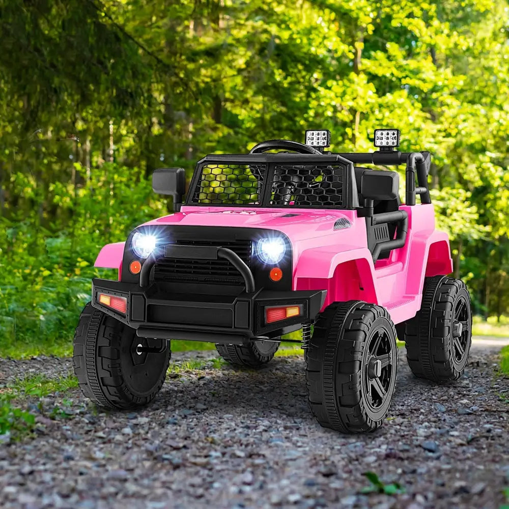 12V Kids Ride On Truck with Remote Control and Headlights - Pink - Oasis Home Essentials