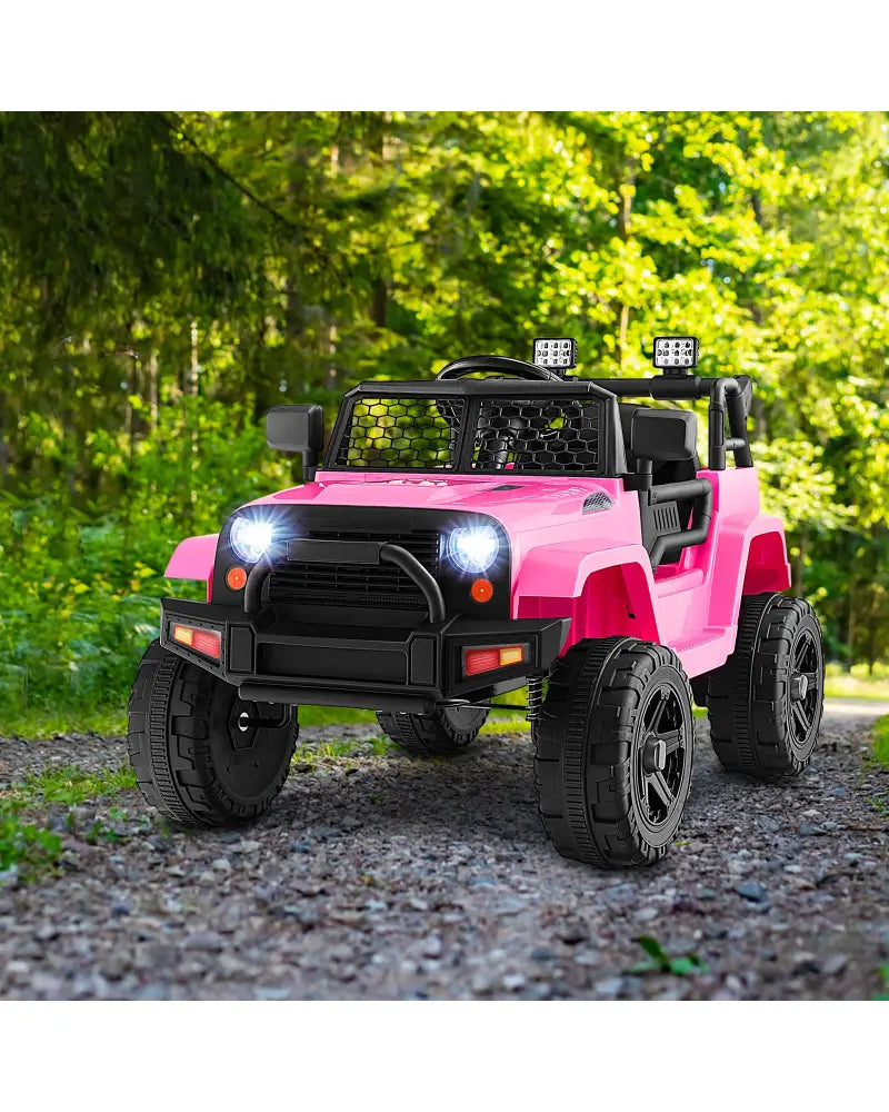 12V Kids Ride On Truck with Remote Control and Headlights-Pink - Pink - Powered Ride On Toys
