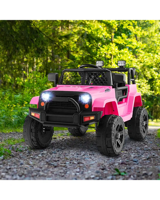 12V Kids Ride On Truck with Remote Control and Headlights-Pink - Pink - Powered Ride On Toys