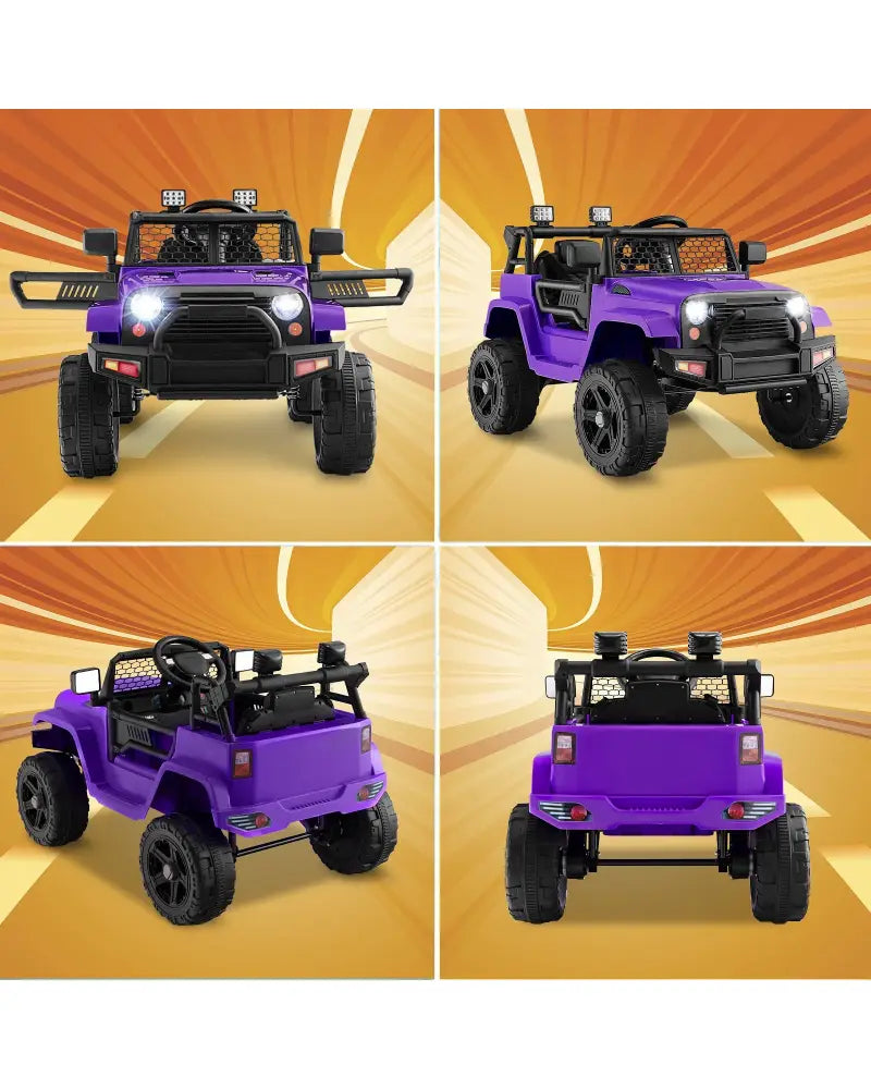 12V Kids Ride On Truck with Remote Control and Headlights-Purple - Purple - Powered Ride On Toys