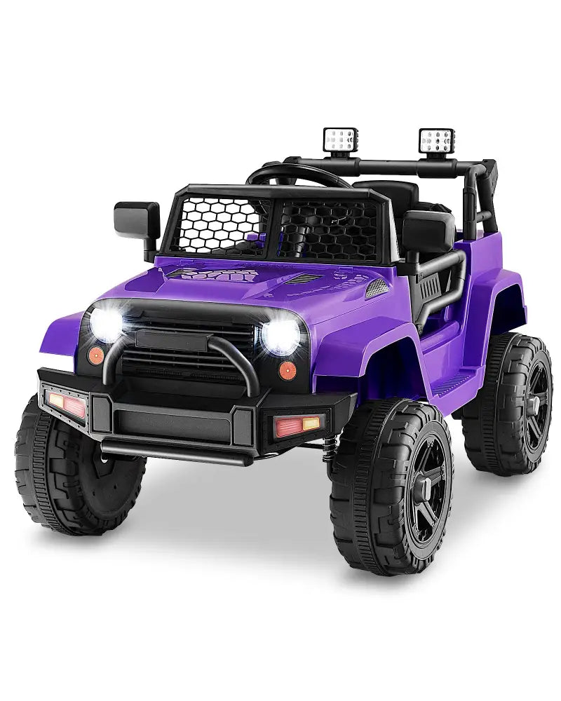12V Kids Ride On Truck with Remote Control and Headlights-Purple - Purple - Powered Ride On Toys